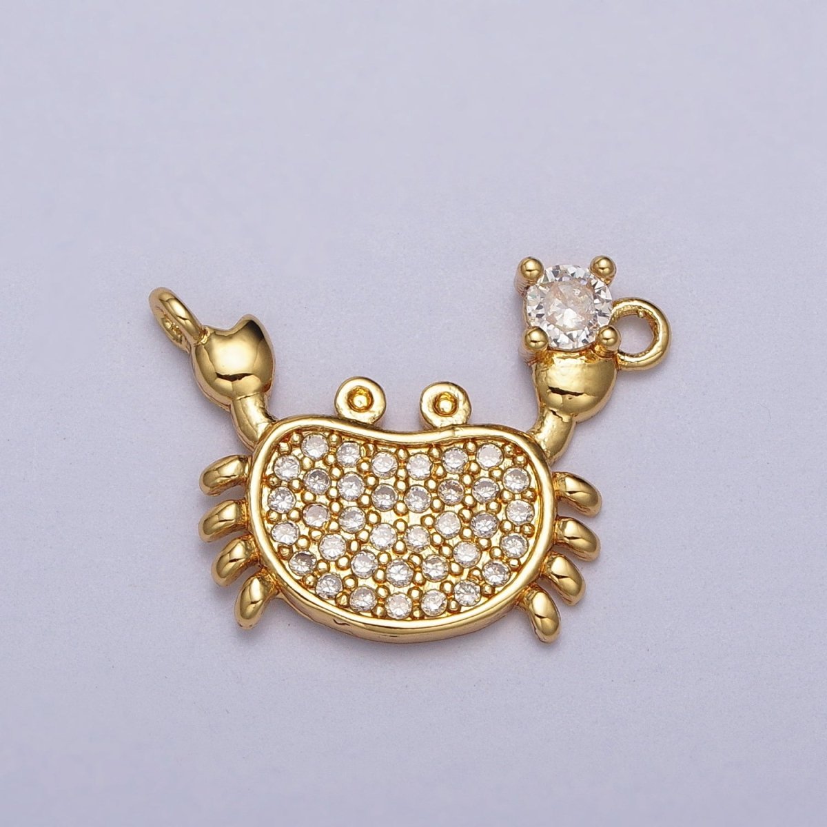 Gold-Filled Crustacean Crab Clear Micro Paved CZ Connector in Gold & Silver | Y-675 Y-676