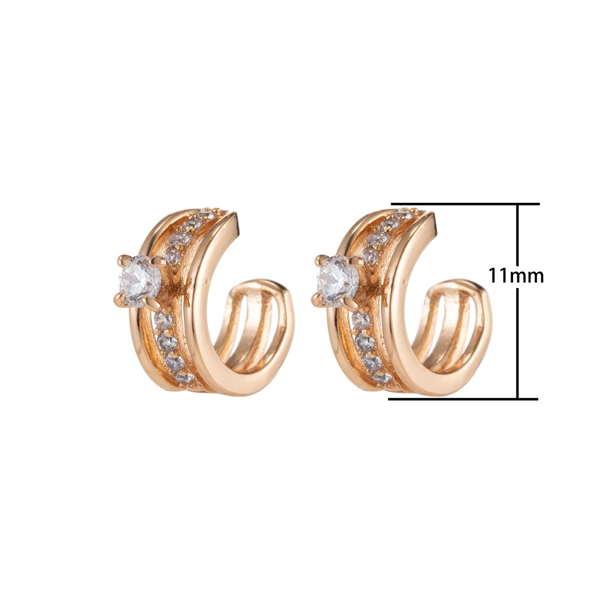 Gold Filled Crystal Earcuffs - AI-032 - DLUXCA