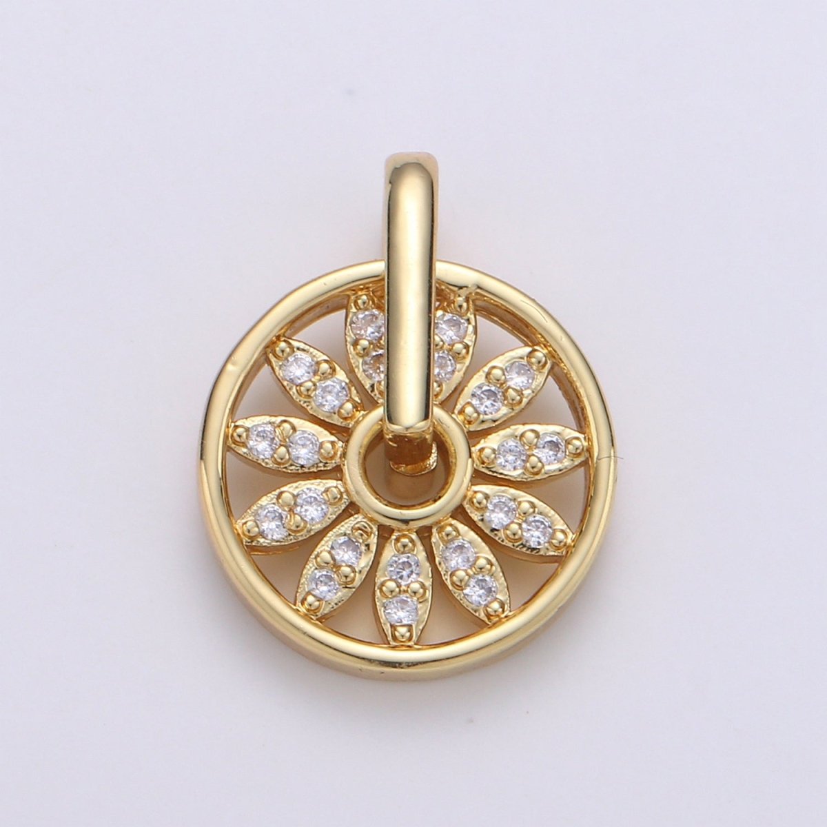 Gold Filled Crystal Wheels Cz Charm Round D-899 - DLUXCA