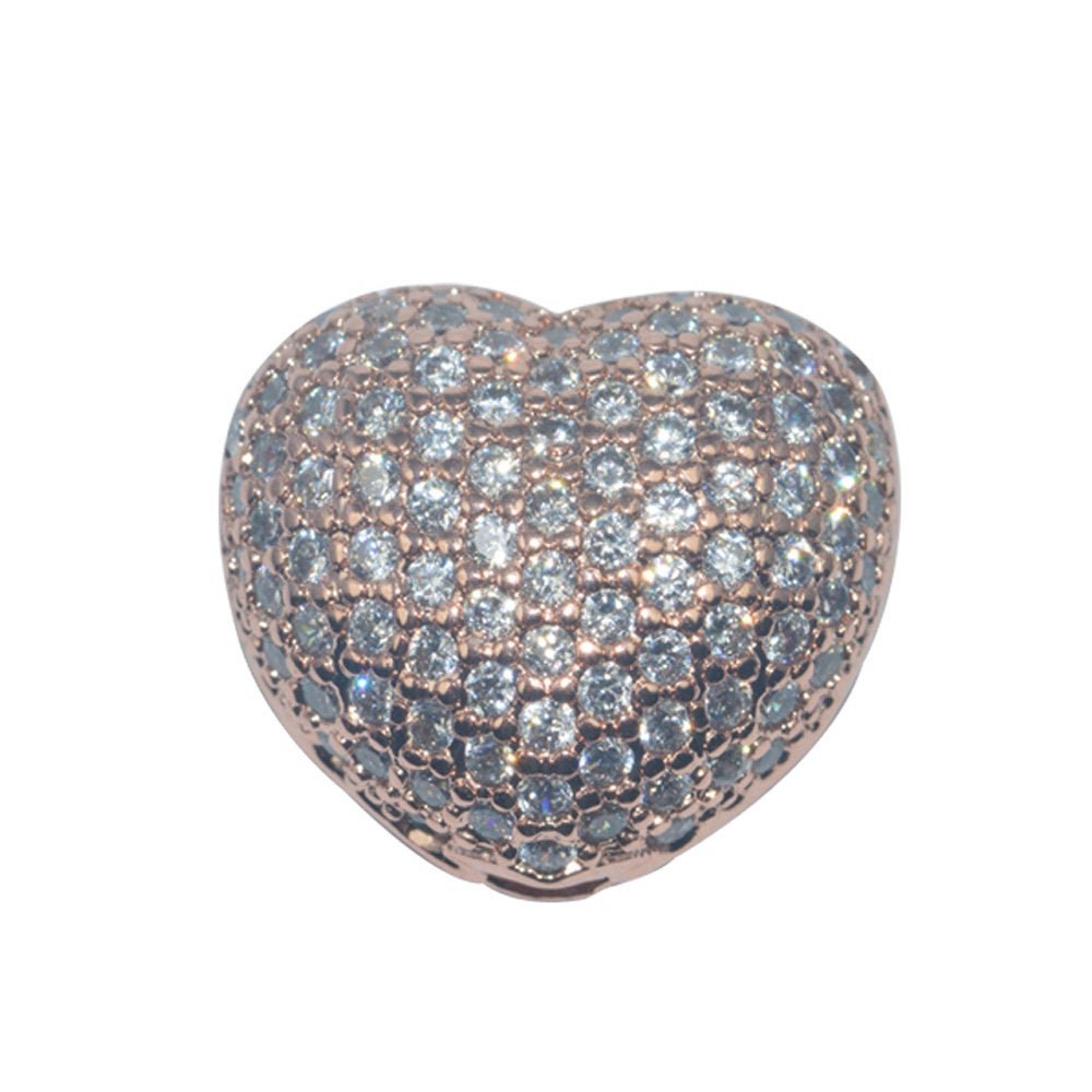 Gold Filled Cubic Zirconia  Cooper Material, Crystal Fashionable Magic Love Heart Paved Crystallized Bracelet Connector Bead Jewelry B-157