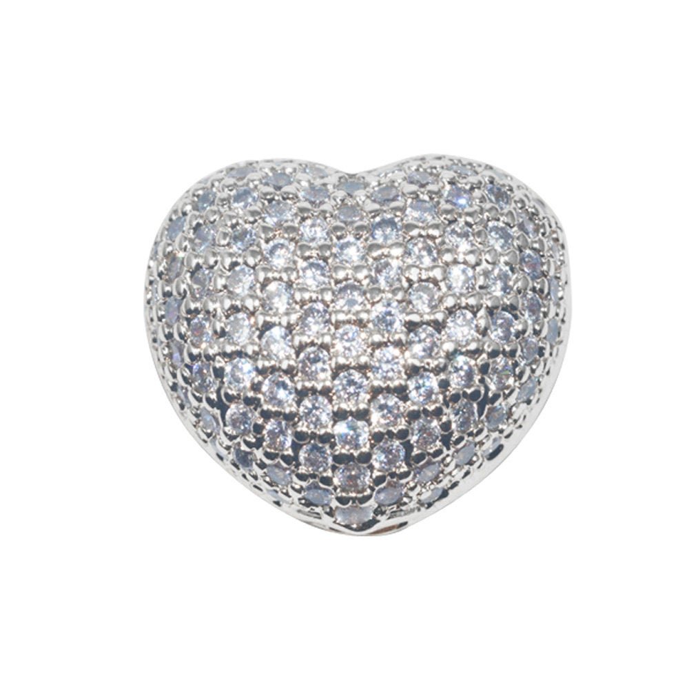 Gold Filled Cubic Zirconia  Cooper Material, Crystal Fashionable Magic Love Heart Paved Crystallized Bracelet Connector Bead Jewelry B-157
