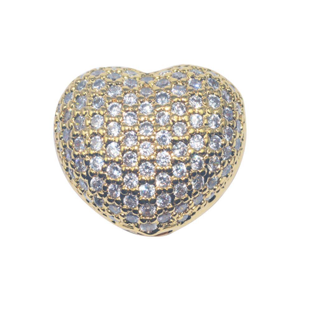 Gold Filled Cubic Zirconia  Cooper Material, Crystal Fashionable Magic Love Heart Paved Crystallized Bracelet Connector Bead Jewelry B-157