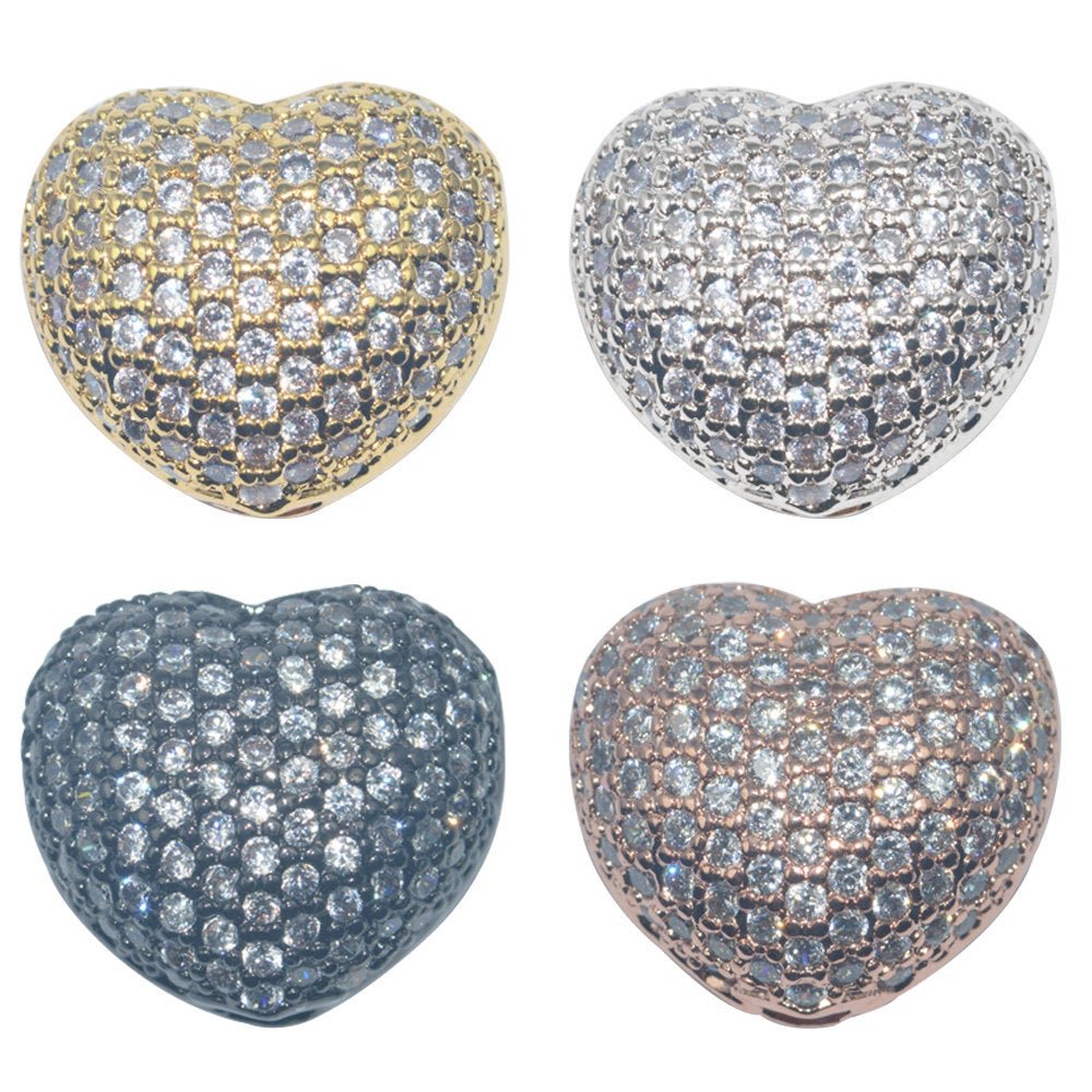 Gold Filled Cubic Zirconia  Cooper Material, Crystal Fashionable Magic Love Heart Paved Crystallized Bracelet Connector Bead Jewelry B-157
