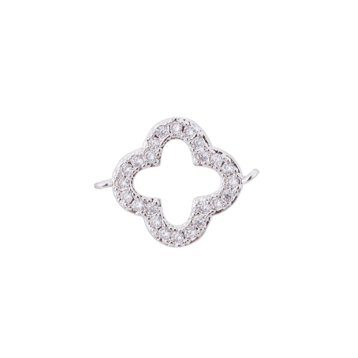 Gold Filled Cubic Zirconia Daisy Clover Flower Charm Bracelet Bead CONNECTOR for Jewelry Making Finding | F-100