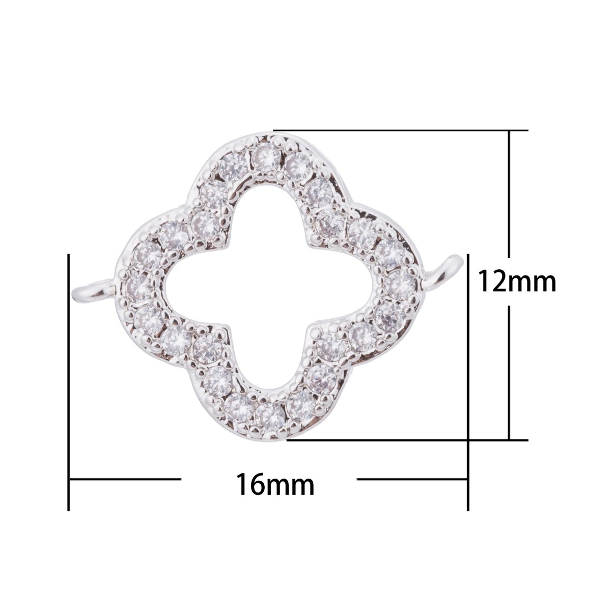 Gold Filled Cubic Zirconia Daisy Clover Flower Charm Bracelet Bead CONNECTOR for Jewelry Making Finding | F-100