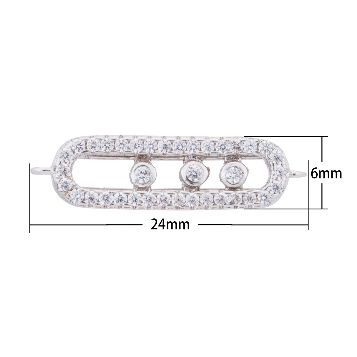 Gold Filled Cubic Zirconia Oval Bracelet Charm Bead Connector Bar for Jewelry Making Findings F-097