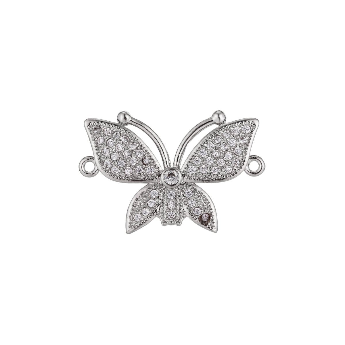 Gold Filled Cute Butterfly, Flower, Lover, Girls, Cubic Zirconia Bracelet Connector Charm, Necklace Pendant, Findings for Jewelry Making F-171