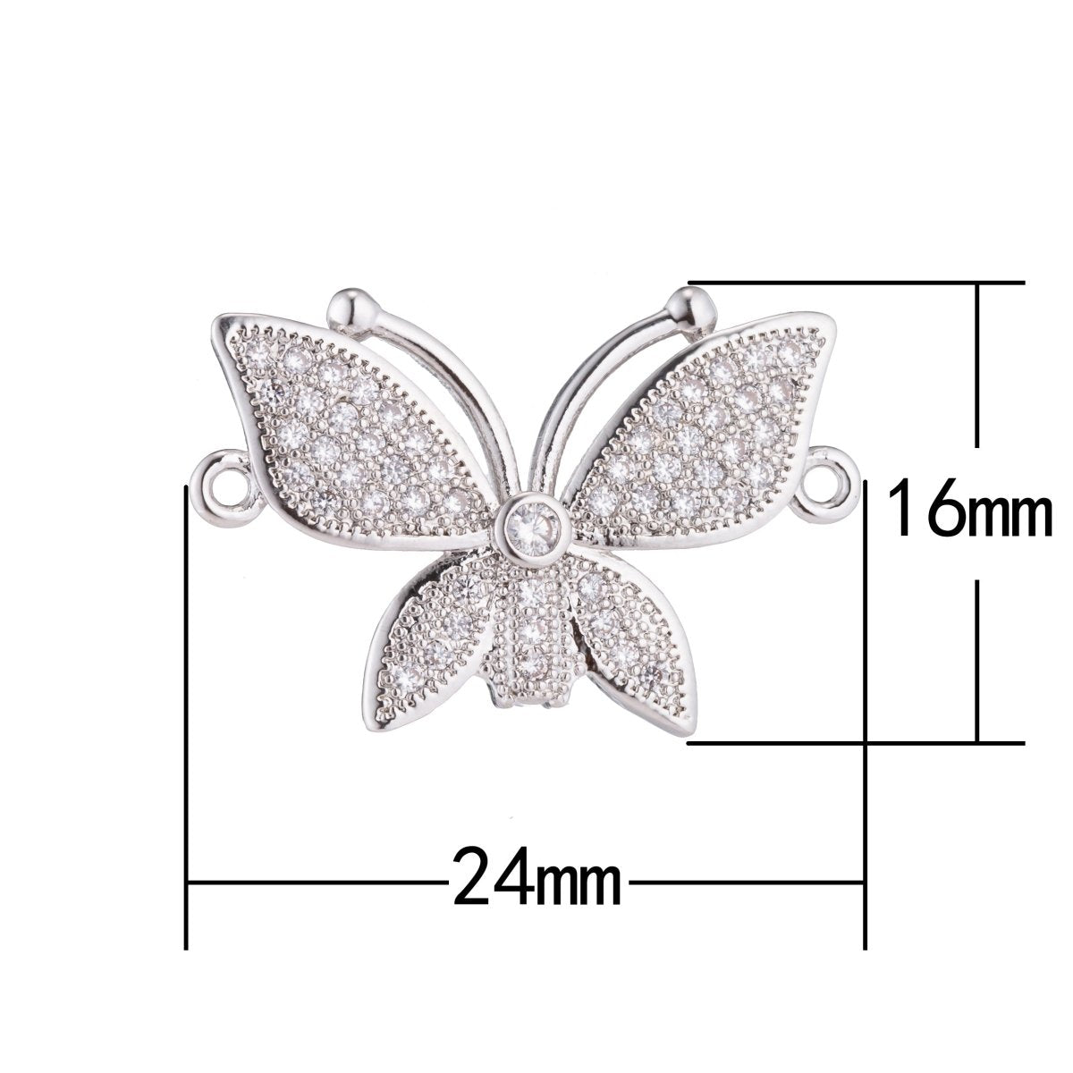 Gold Filled Cute Butterfly, Flower, Lover, Girls, Cubic Zirconia Bracelet Connector Charm, Necklace Pendant, Findings for Jewelry Making F-171