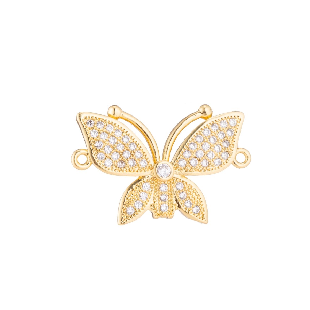 Gold Filled Cute Butterfly, Flower, Lover, Girls, Cubic Zirconia Bracelet Connector Charm, Necklace Pendant, Findings for Jewelry Making F-171