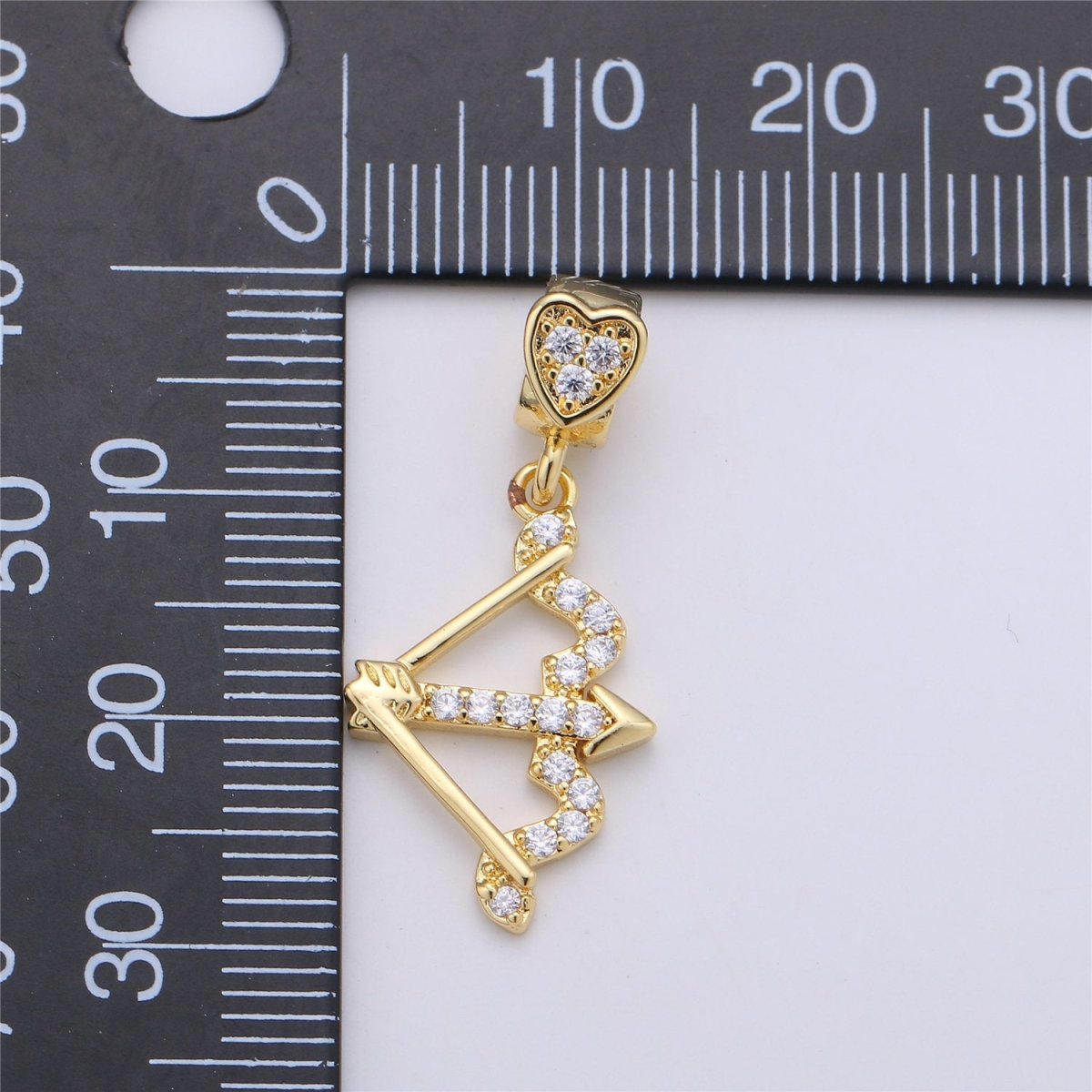 Gold Filled CZ Cupid Arrow Pendant Micro Pave Arrow Charm Cubic Zirconia Drop Charm Pendant for Necklace Earring I-257