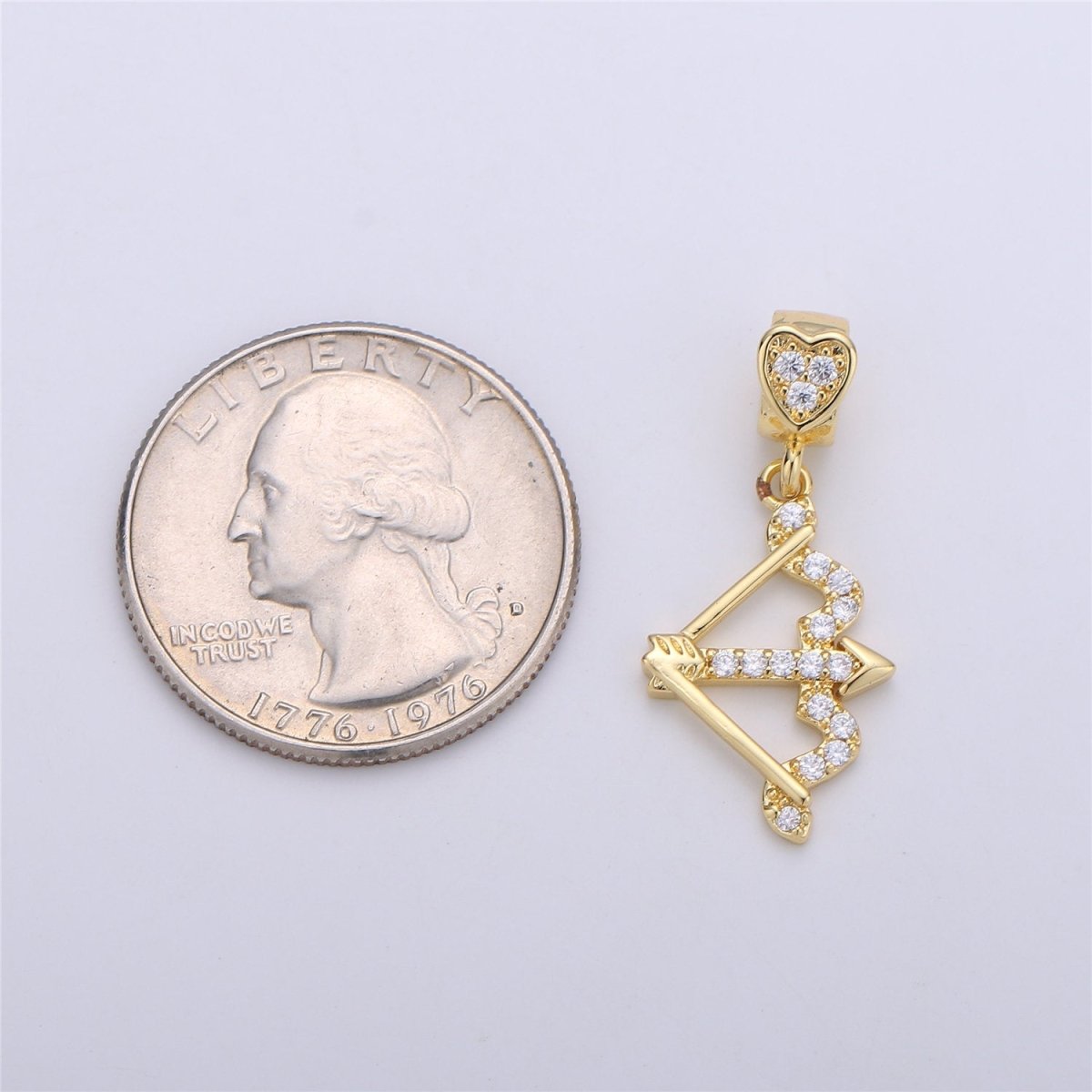 Gold Filled CZ Cupid Arrow Pendant Micro Pave Arrow Charm Cubic Zirconia Drop Charm Pendant for Necklace Earring I-257