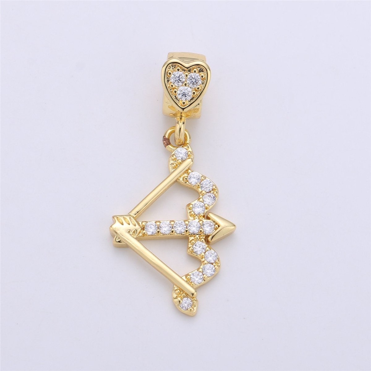 Gold Filled CZ Cupid Arrow Pendant Micro Pave Arrow Charm Cubic Zirconia Drop Charm Pendant for Necklace Earring I-257