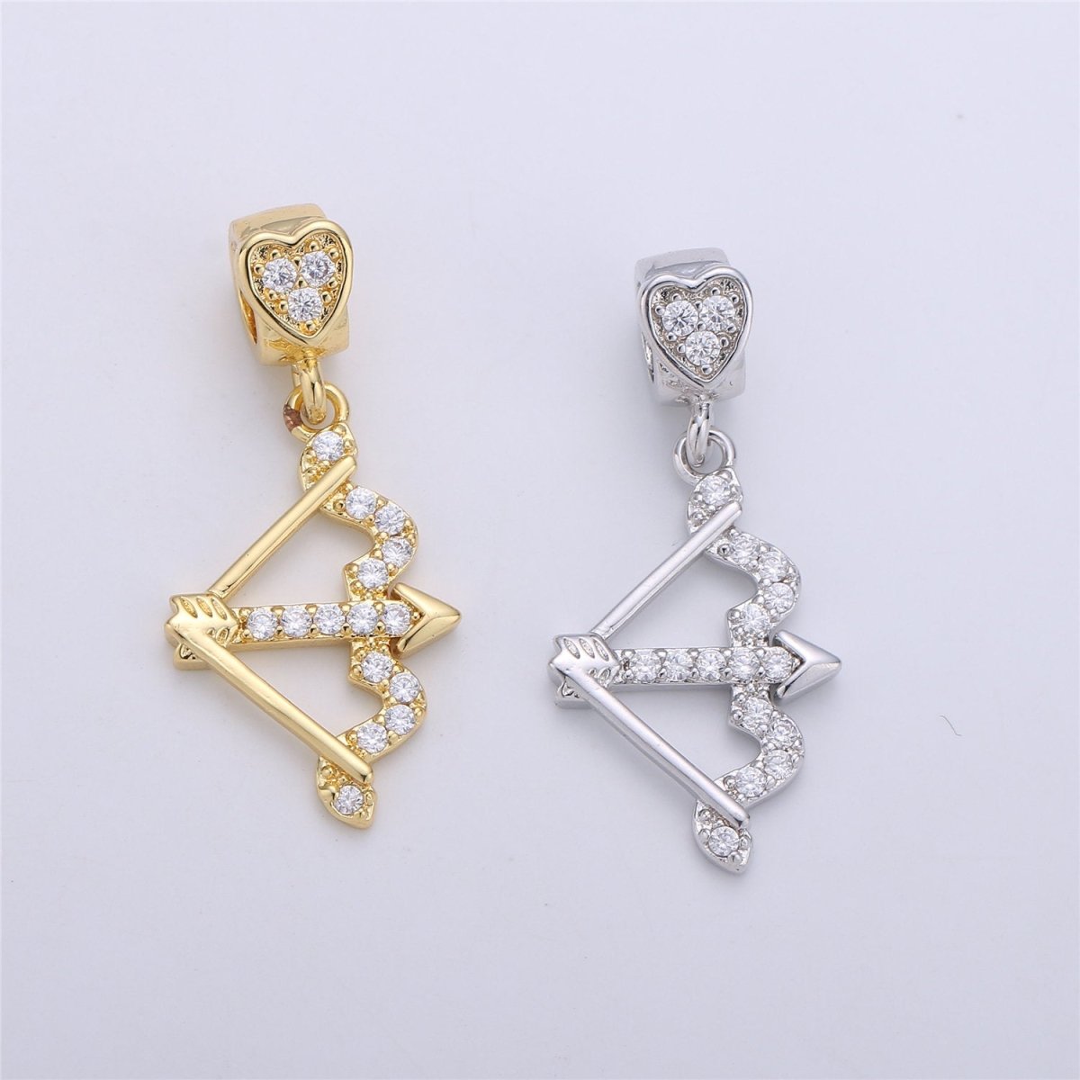 Gold Filled CZ Cupid Arrow Pendant Micro Pave Arrow Charm Cubic Zirconia Drop Charm Pendant for Necklace Earring I-257