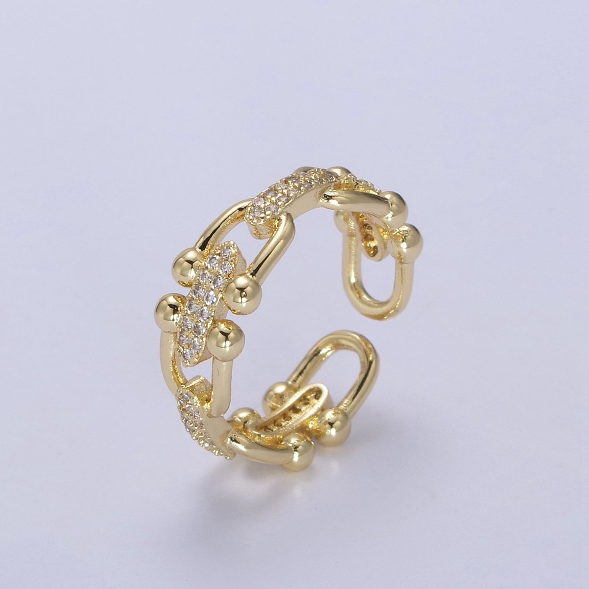 Gold Filled CZ Statement Jewelry Open Adjustable Ring U-321 U-322
