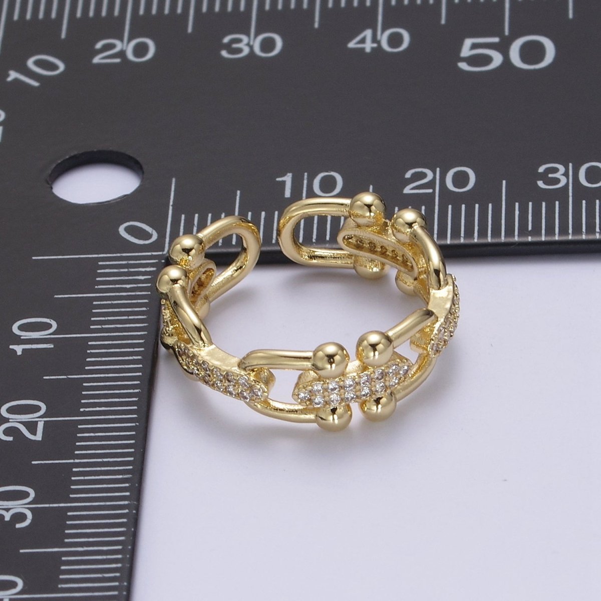 Gold Filled CZ Statement Jewelry Open Adjustable Ring U-321 U-322
