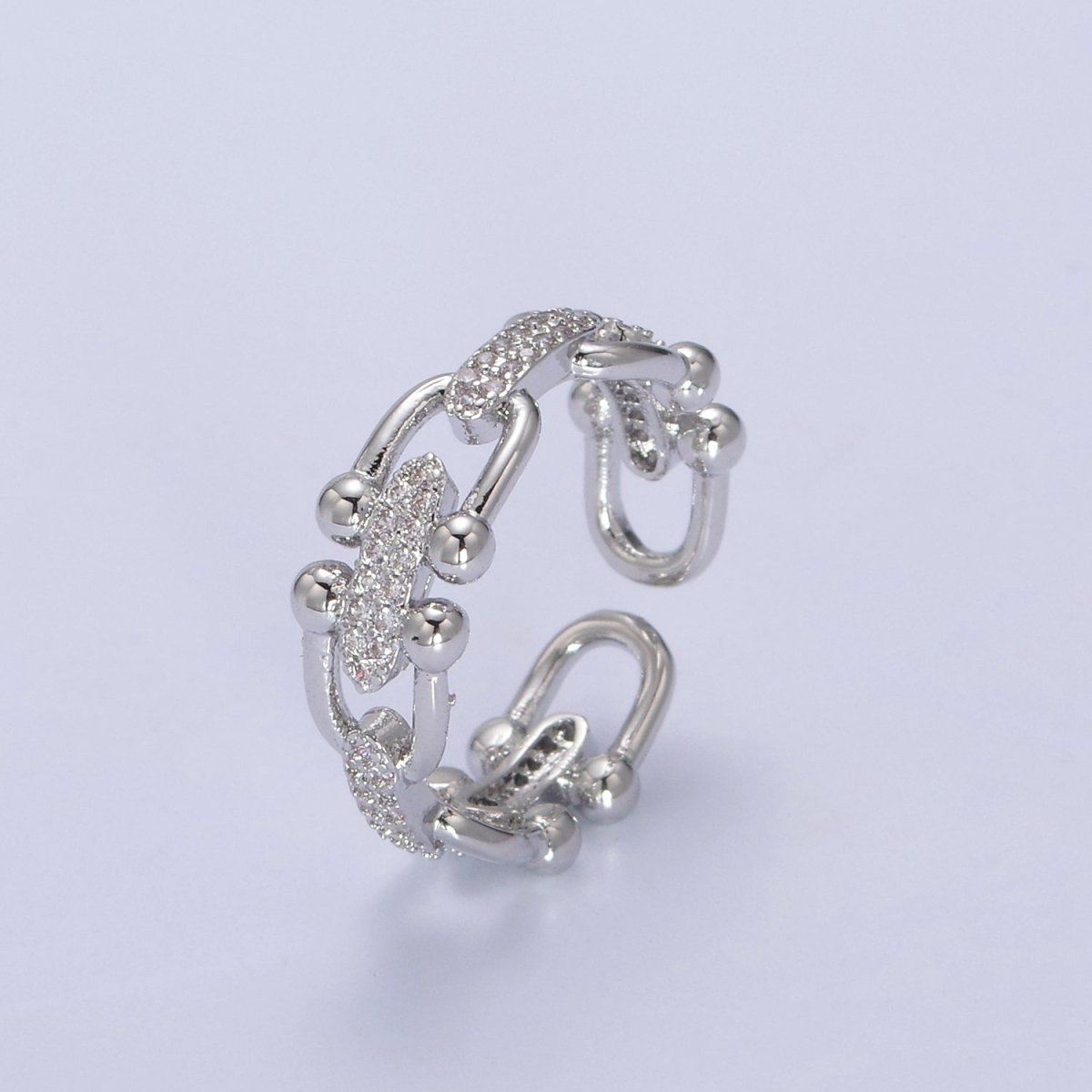 Gold Filled CZ Statement Jewelry Open Adjustable Ring U-321 U-322