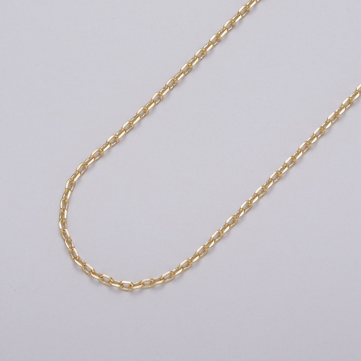 Gold Filled Dainty 1.8mm Flat Cable Link Unfinished Jewelry Chain in Gold & Silver | ROLL-1033, ROLL-1108 Clearance Pricing