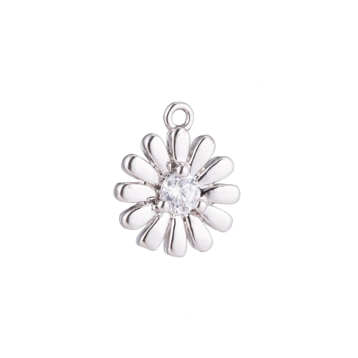 Gold Filled Daisy Sunflower, Flower, Floral, Botanical Love Cubic Zirconia Bracelet Charm, Necklace Pendant, Findings for Jewelry Making C-211 E-162