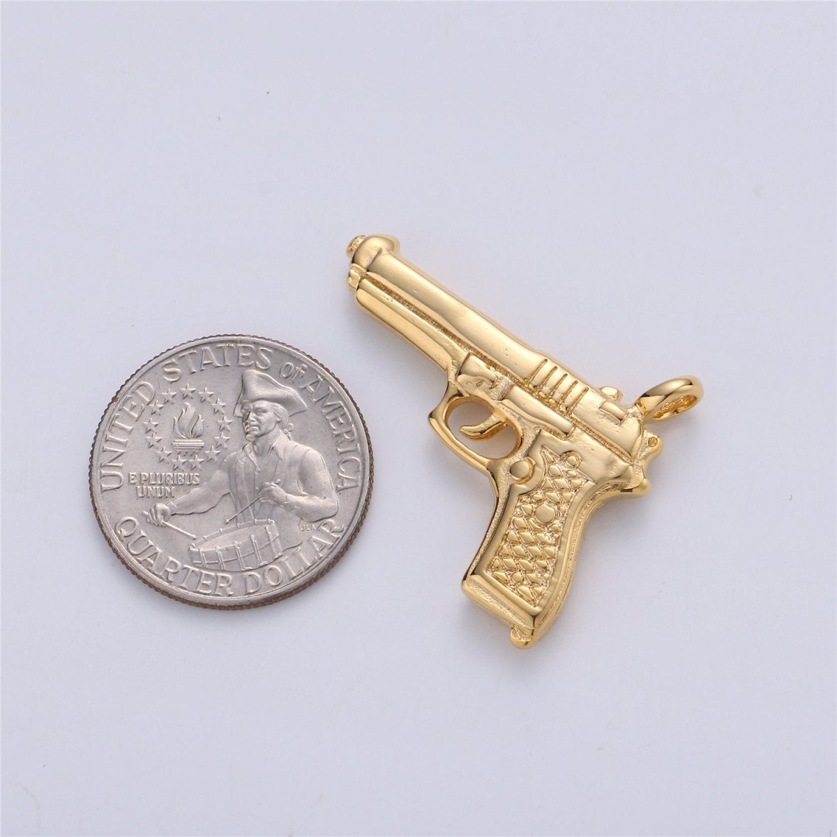 Gold Filled Desert Eagle Pistol Charm Silver Gun Pendant for Earring Necklace Jewelry Making Supplies 34mx27mm J-708 J-709
