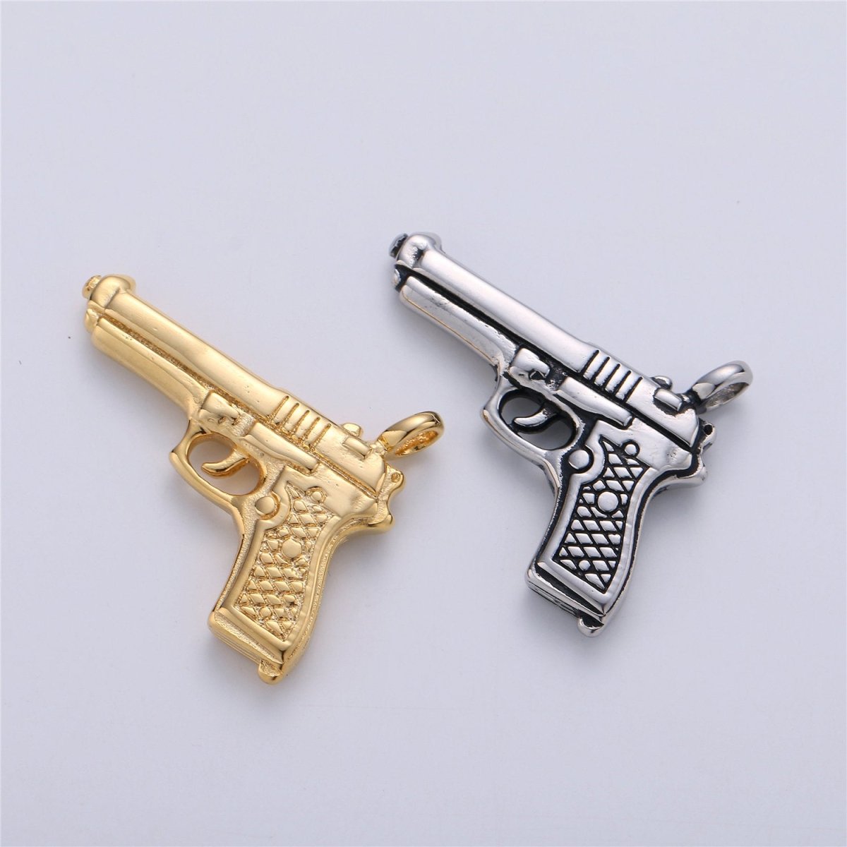 Gold Filled Desert Eagle Pistol Charm Silver Gun Pendant for Earring Necklace Jewelry Making Supplies 34mx27mm J-708 J-709
