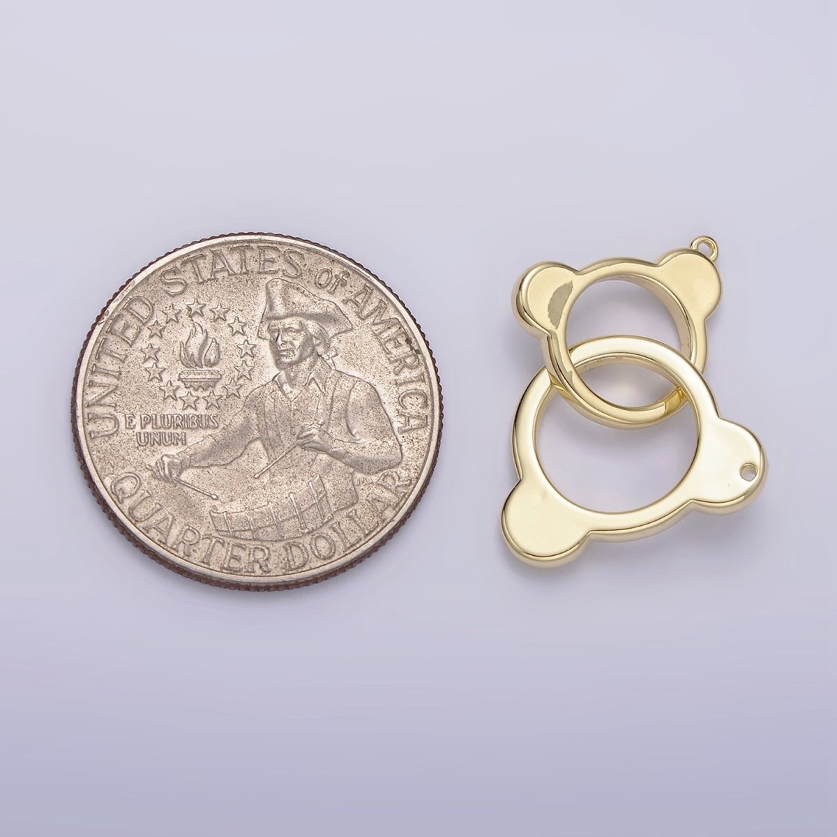 Gold Filled Double Open Bear Animal Ears Connector G-935 - DLUXCA