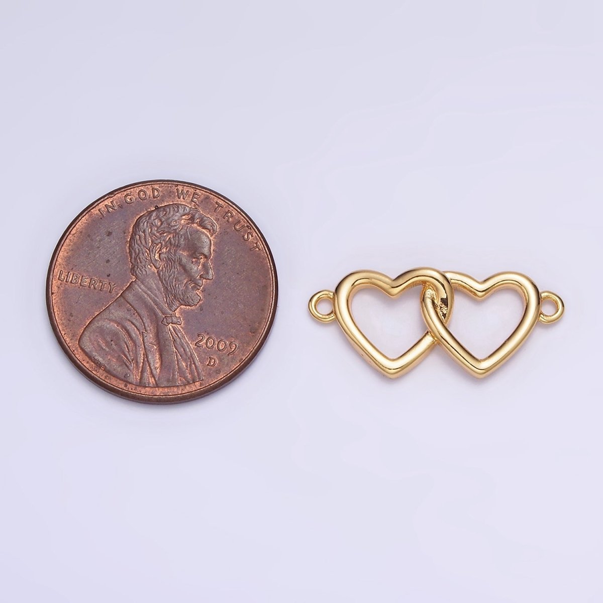Gold Filled Double Open Heart Minimalist Connector G-646 - DLUXCA