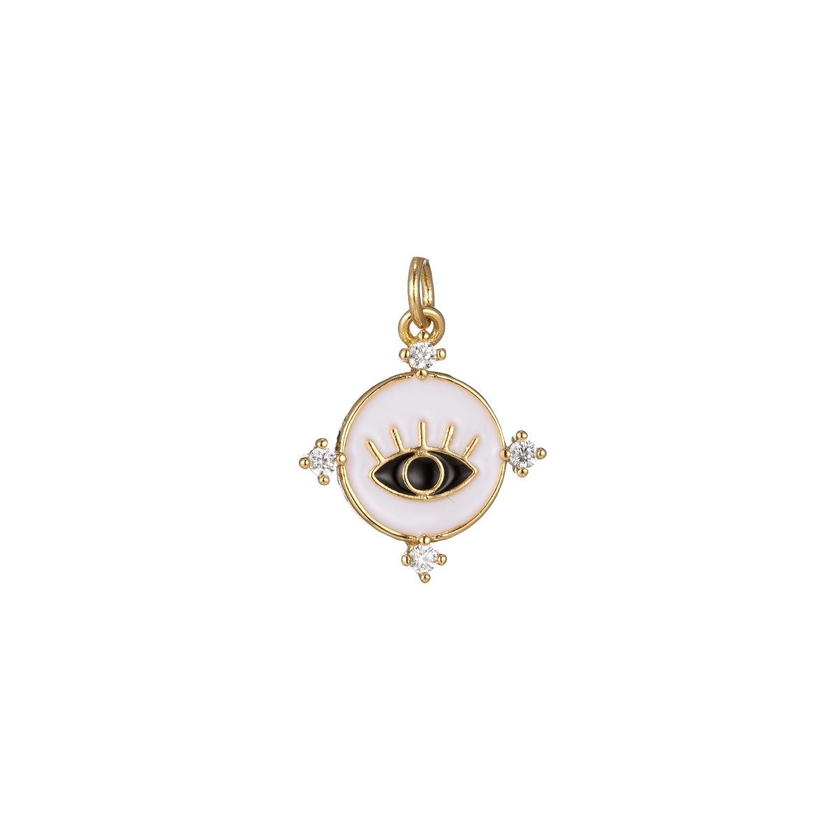 Gold Filled Evil Eye Charm Enamel Eye Heart Pendant Micro Pave Eye Charm Cubic Zirconia Round Amulet Jewelry Medallion M-276-M-285