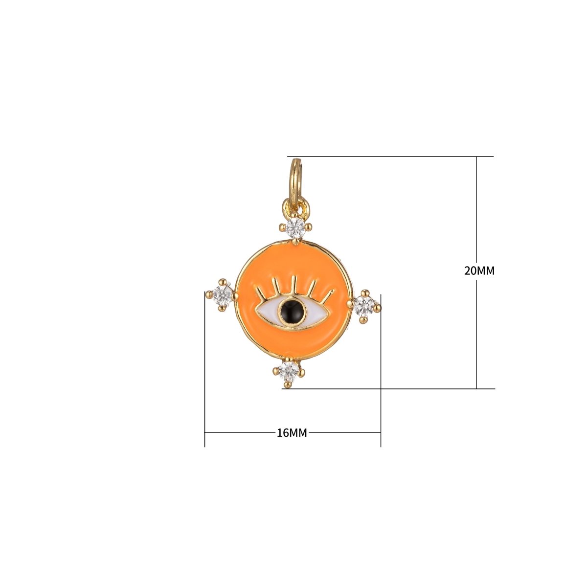 Gold Filled Evil Eye Charm Enamel Eye Heart Pendant Micro Pave Eye Charm Cubic Zirconia Round Amulet Jewelry Medallion M-276-M-285