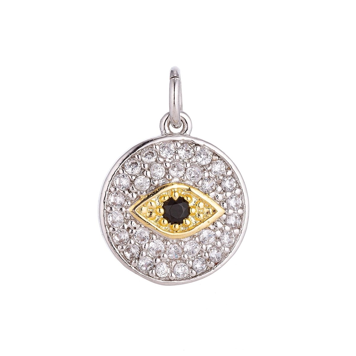 Gold Filled Evil Eye Cubic Zirconia Charm Pendant C-050