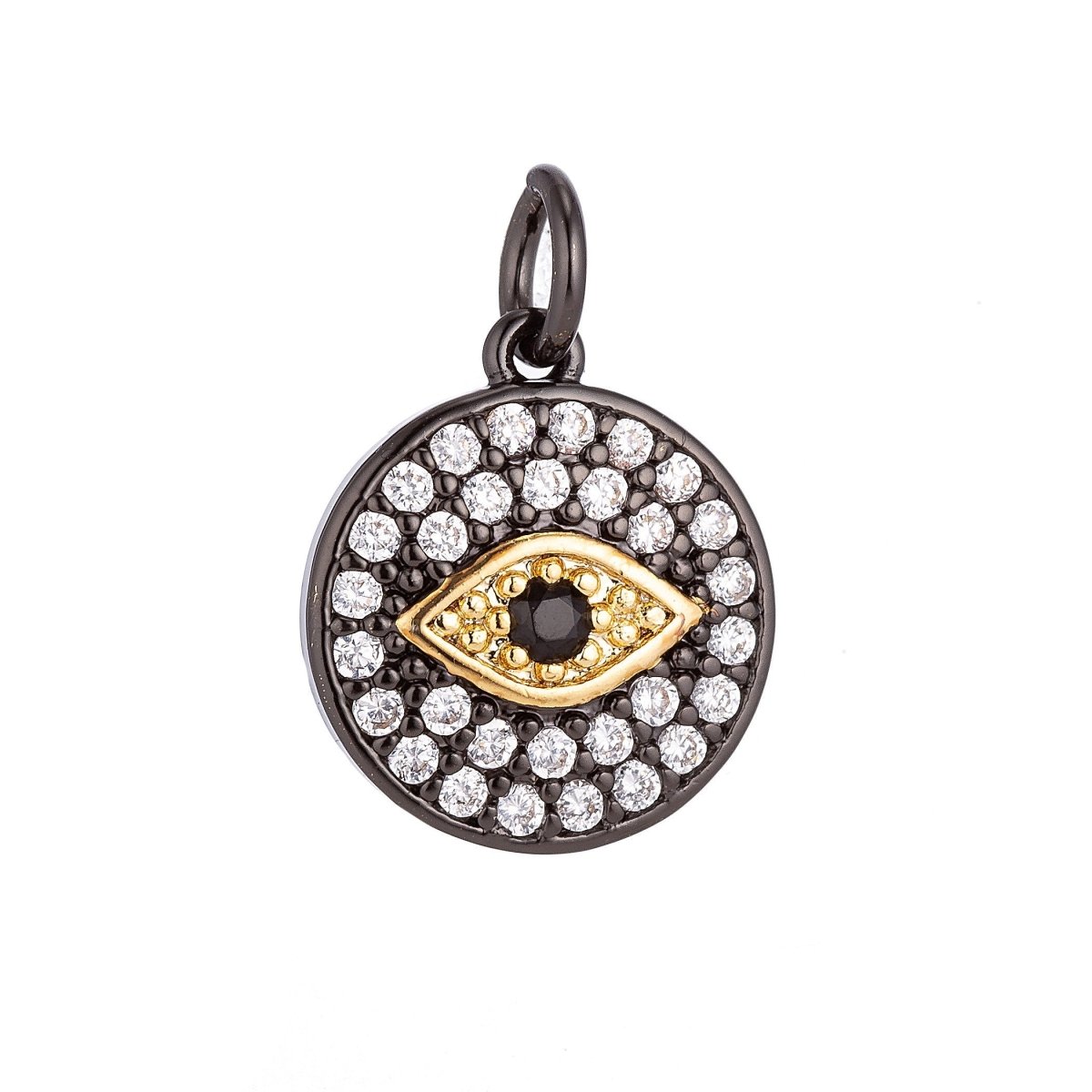 Gold Filled Evil Eye Cubic Zirconia Charm Pendant C-050
