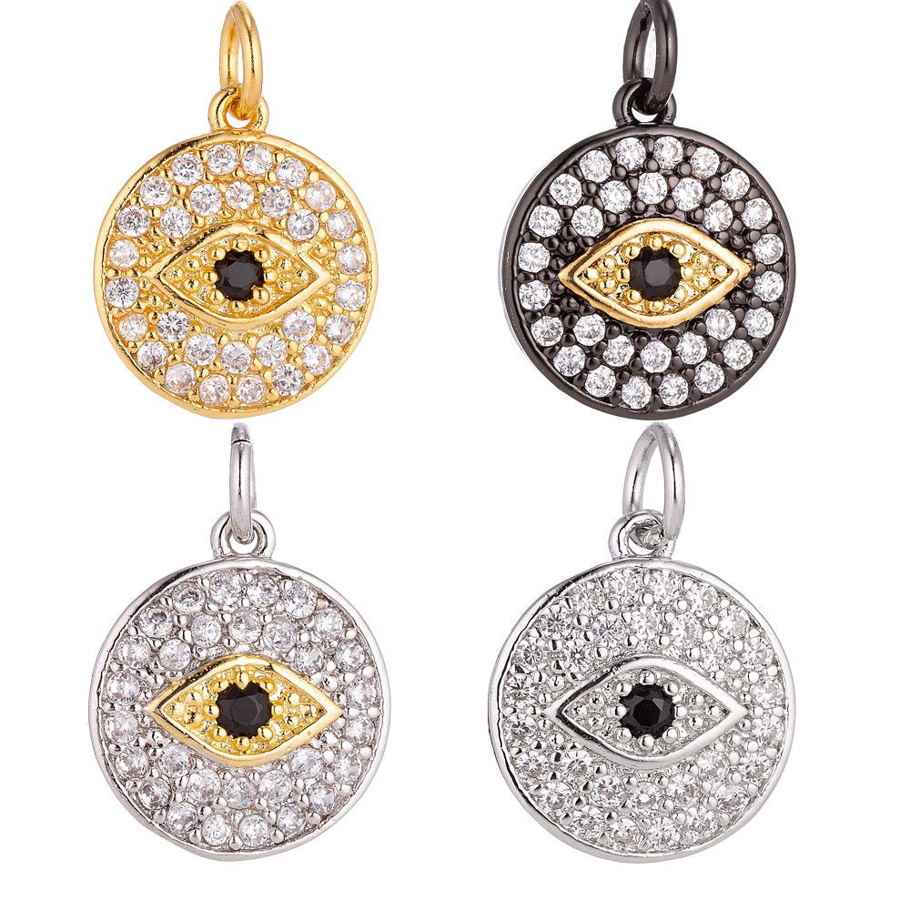 Gold Filled Evil Eye Cubic Zirconia Charm Pendant C-050