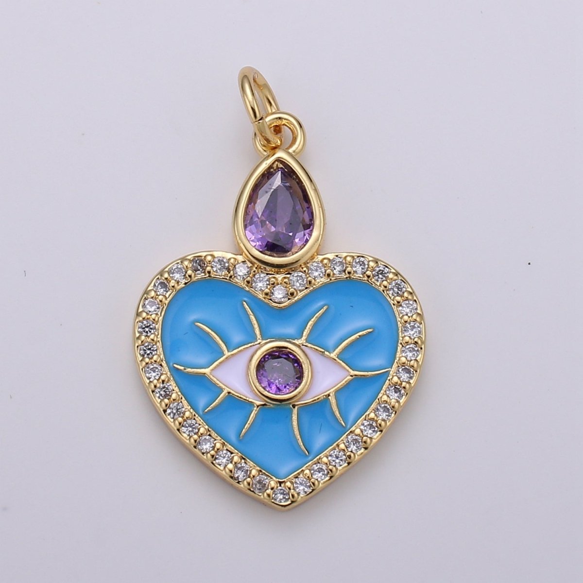 Gold Filled Evil Eye Heart Charm E-022