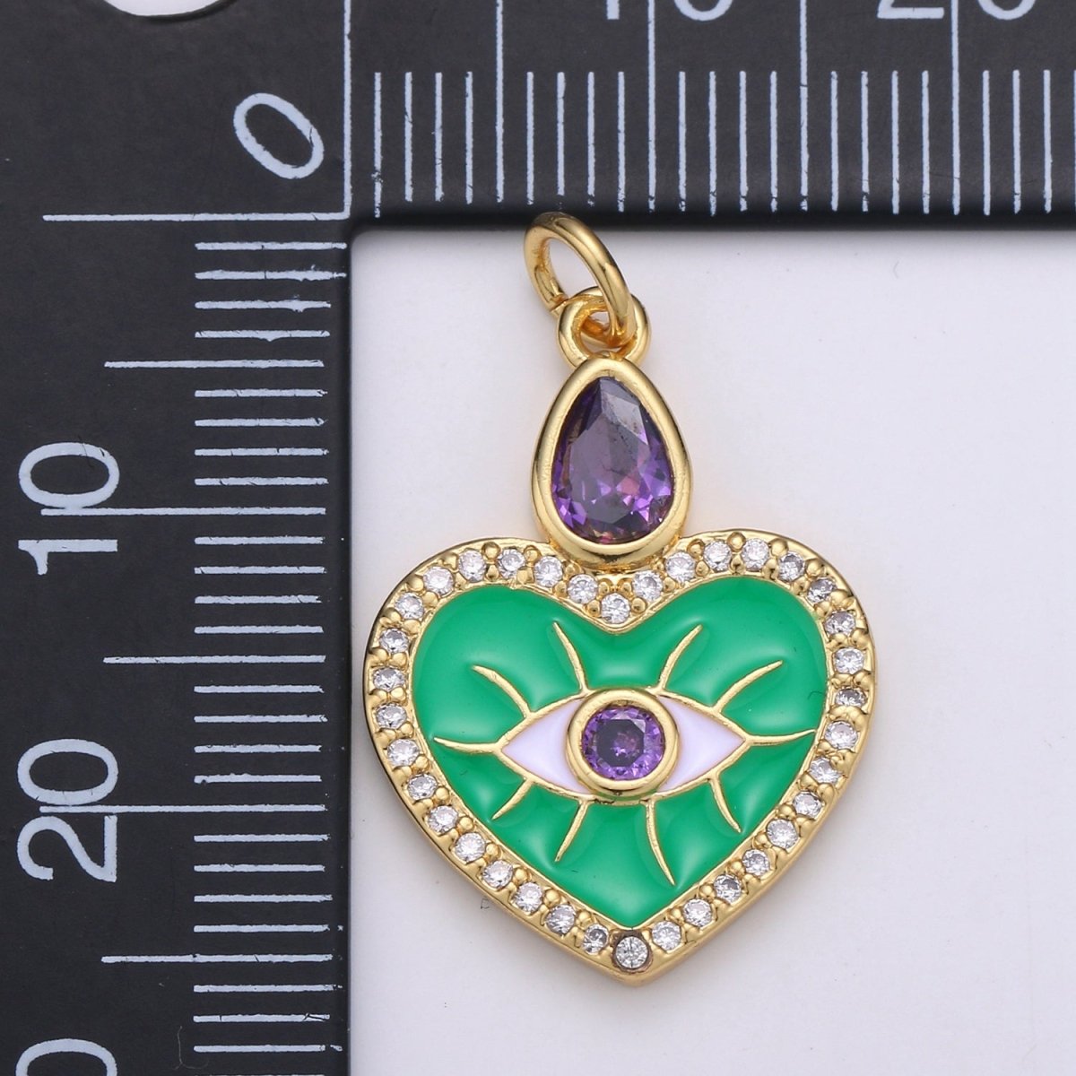 Gold Filled Evil Eye Heart Charm E-022
