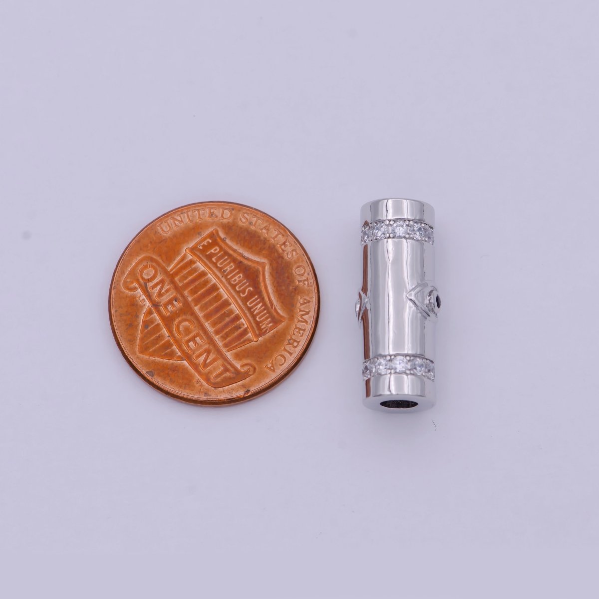 Gold Filled Evil Eye / Religious Cross Long Tube Spacer Barrel Beads in Gold & Silver |   B-709 B-710