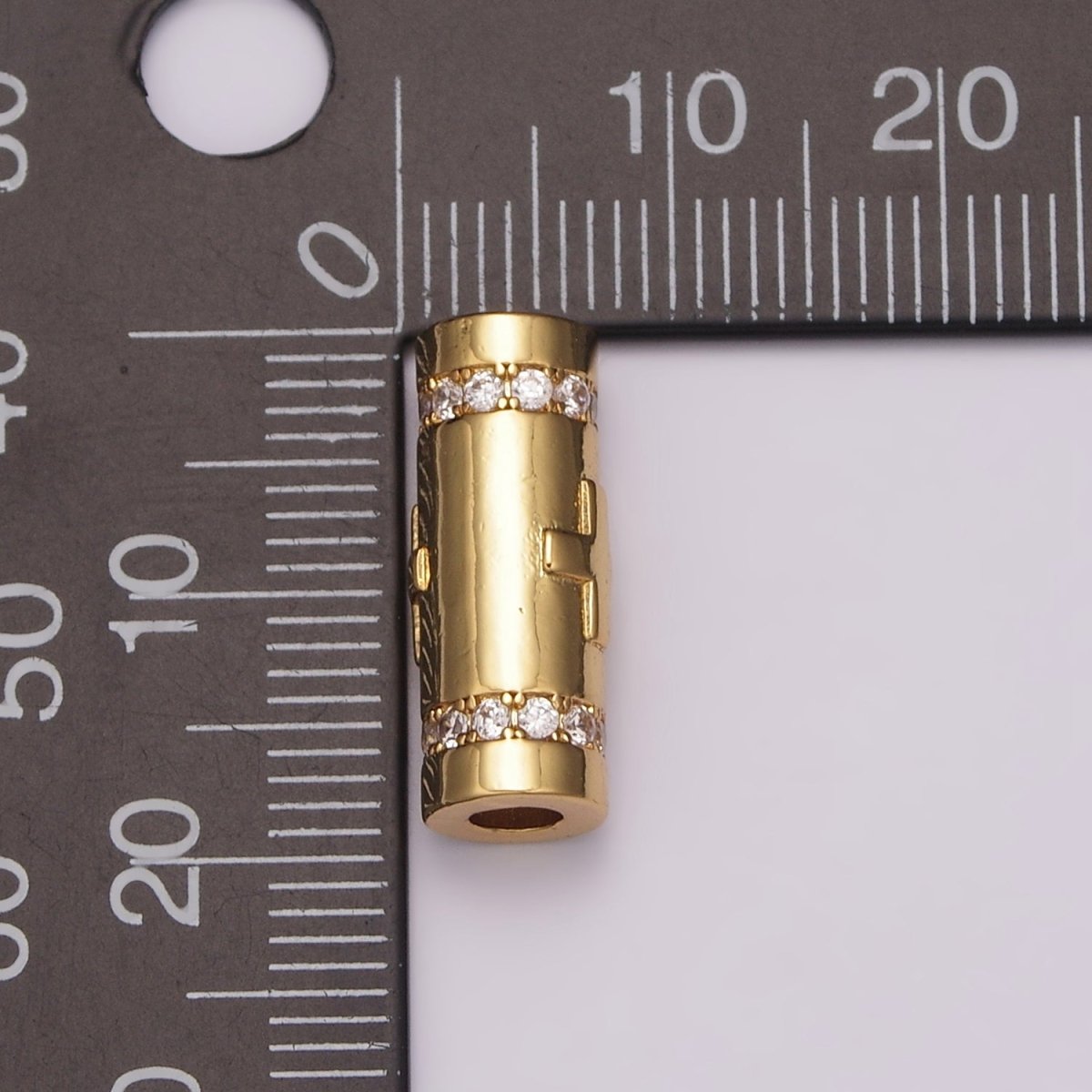 Gold Filled Evil Eye / Religious Cross Long Tube Spacer Barrel Beads in Gold & Silver |   B-709 B-710