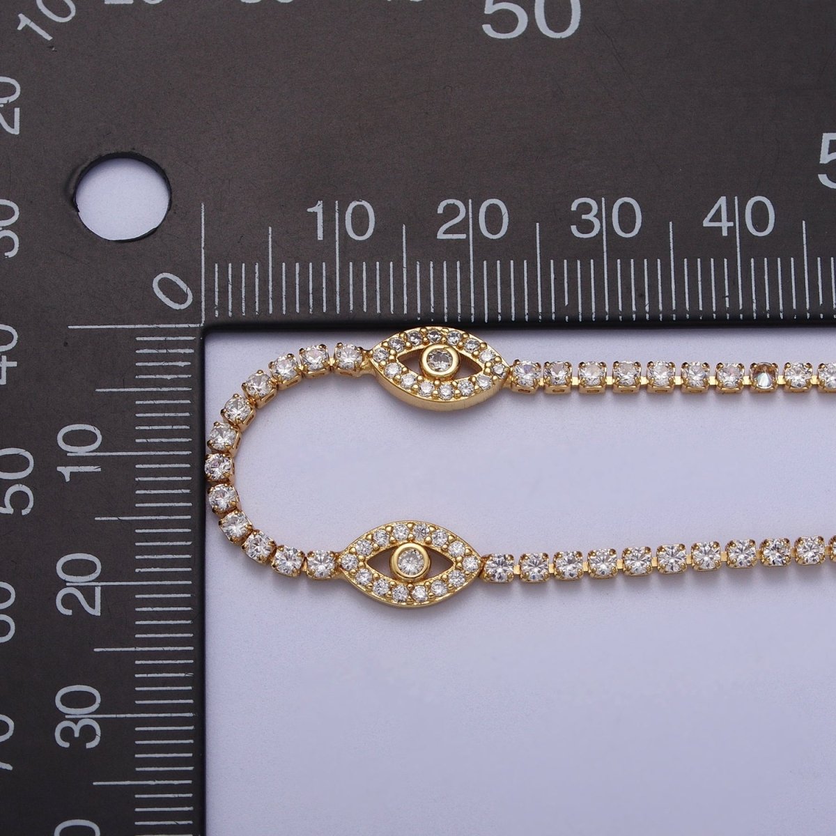 Gold Filled Evil Eye Tennis Chain 14 Inch Choker Necklace in Gold & Silver | WA-1309 WA-1310