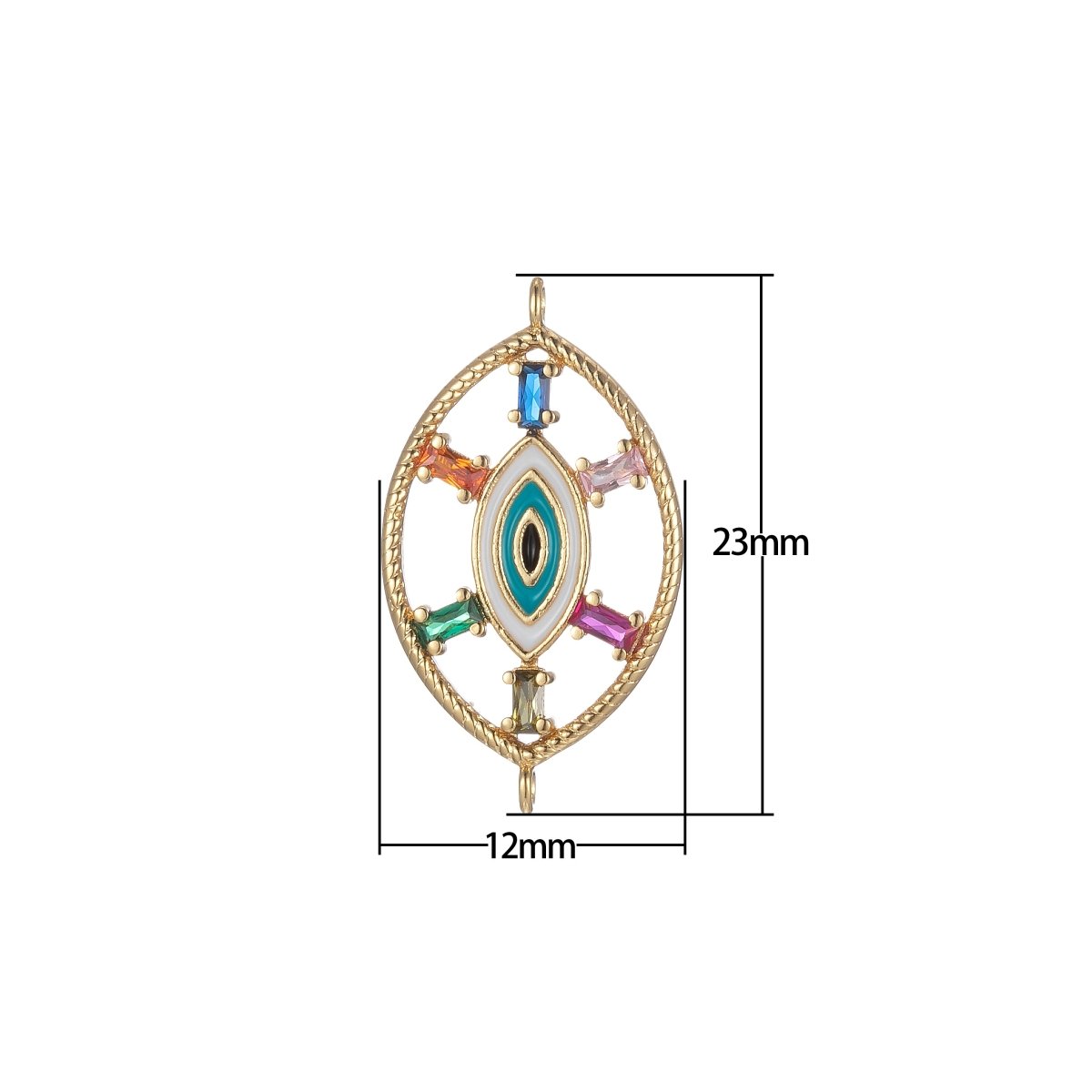 Gold Filled Eye Charm Connector Evil Eye of Ra Protection Amulet Good Luck Bracelet Earring Necklace Link Connector Supply F-872