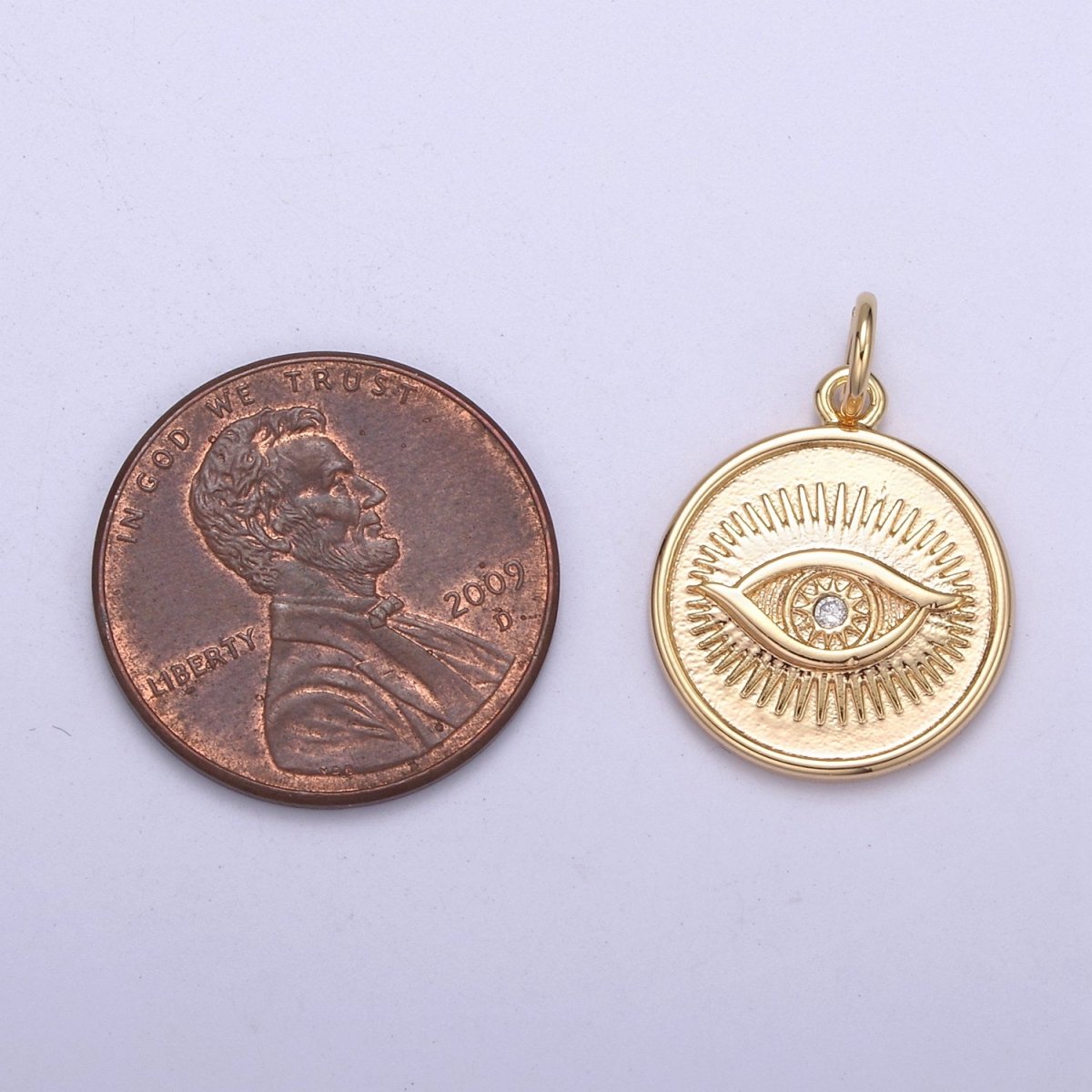 Gold Filled Eye Charm, Mystic Eye Pendant Amulet Evil Eye Charm, Occult Symbol, Third Eye, Lucky Evil Eye Pendant N-412