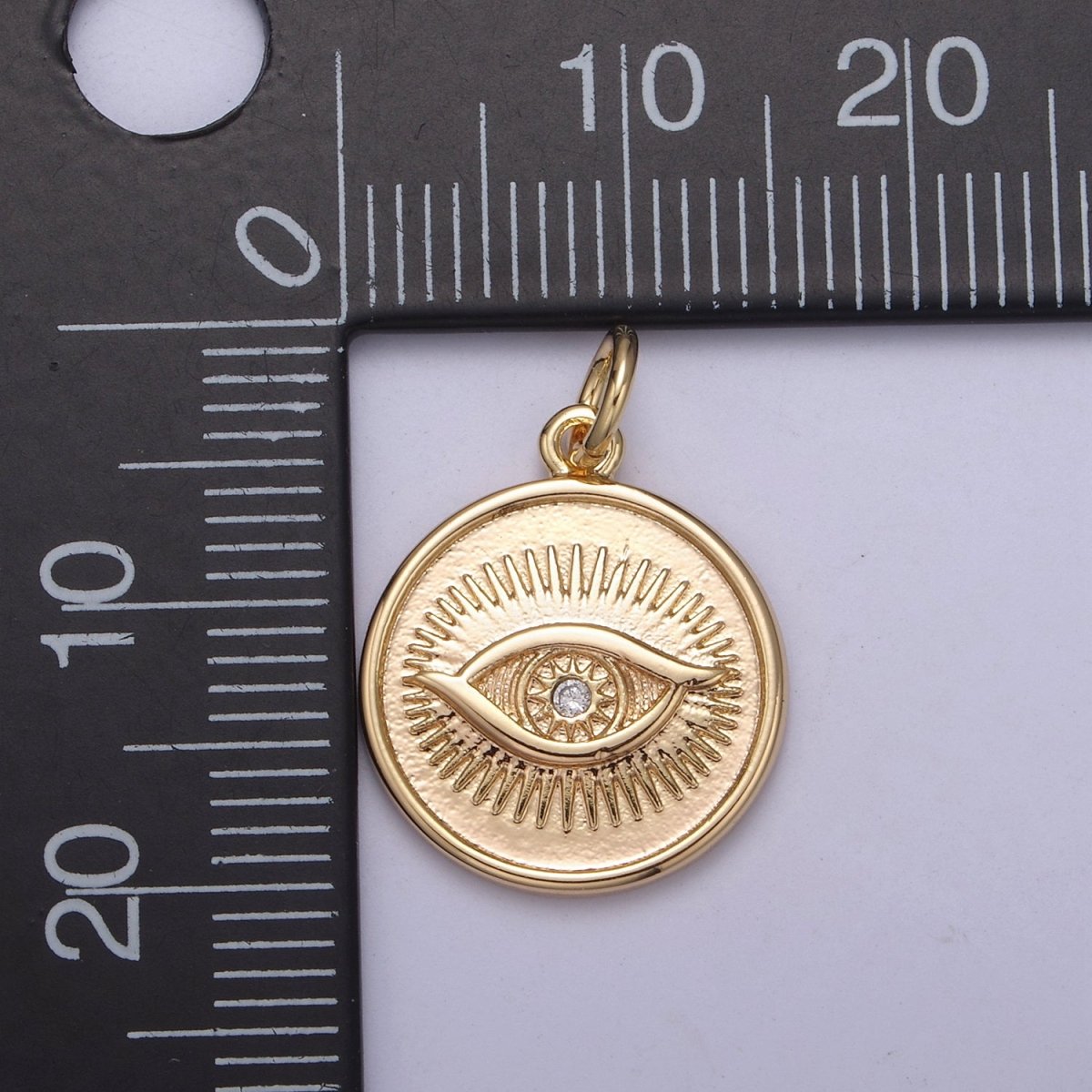 Gold Filled Eye Charm, Mystic Eye Pendant Amulet Evil Eye Charm, Occult Symbol, Third Eye, Lucky Evil Eye Pendant N-412