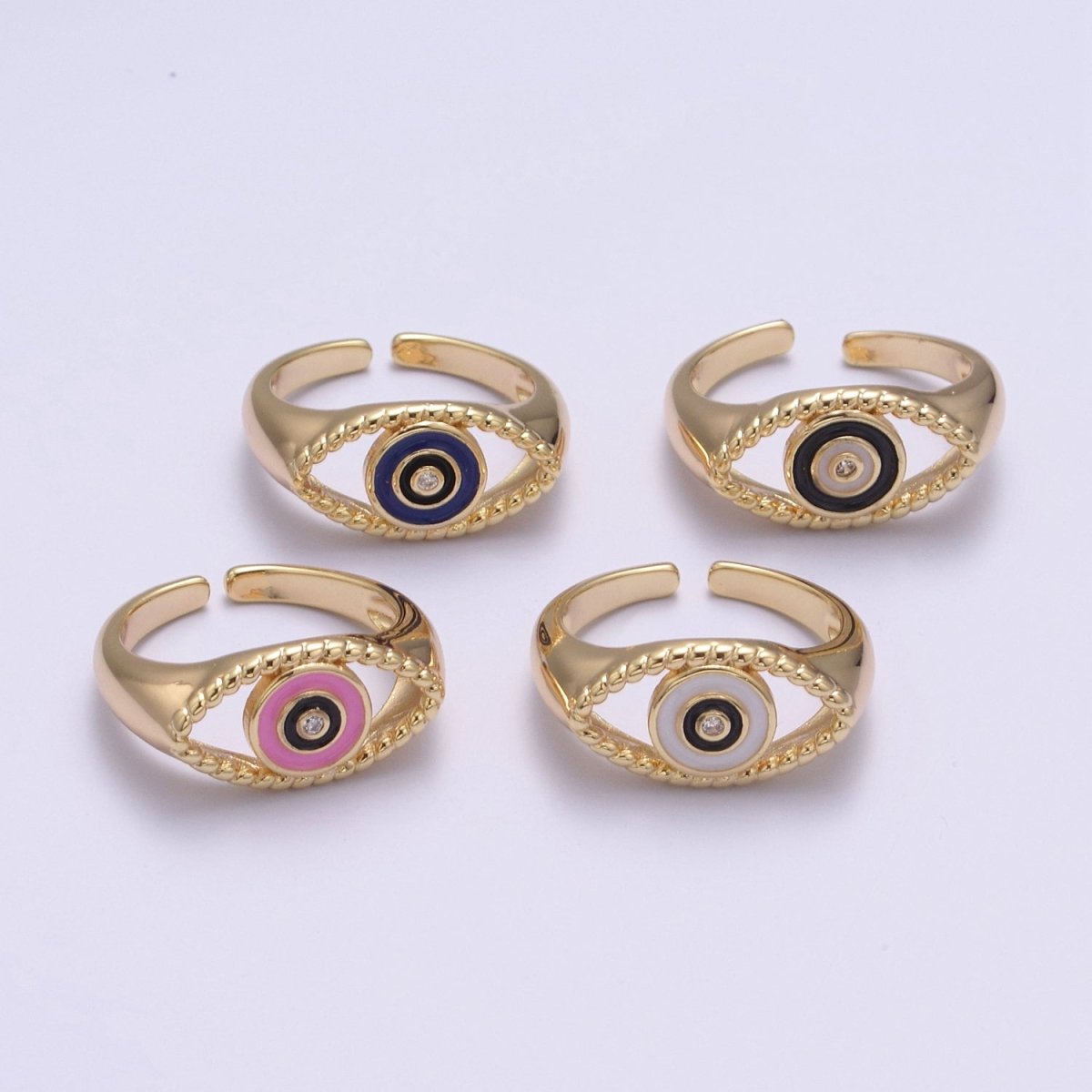 Gold Filled eye ring | Open evil eye ring | Evil eye jewelry | protection evil eye ring U-254 ~ U-257