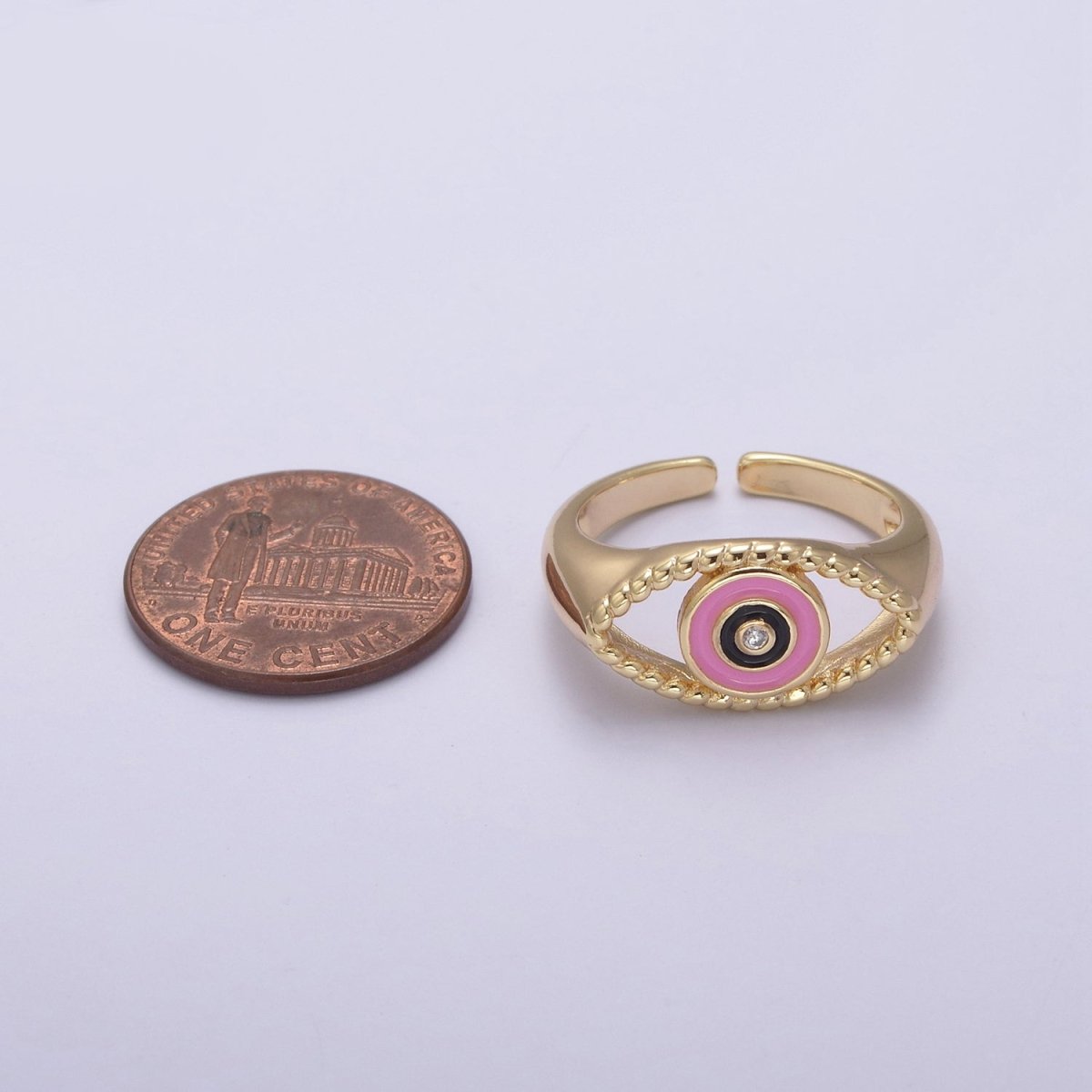 Gold Filled eye ring | Open evil eye ring | Evil eye jewelry | protection evil eye ring U-254 ~ U-257