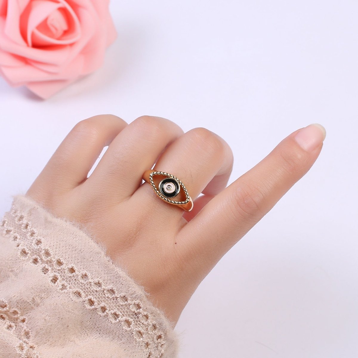 Gold Filled eye ring | Open evil eye ring | Evil eye jewelry | protection evil eye ring U-254 ~ U-257