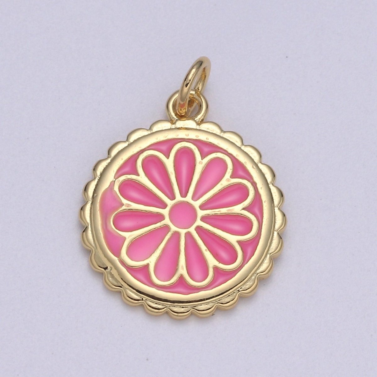 Gold Filled Flower Coin Charm  E-256-E-262