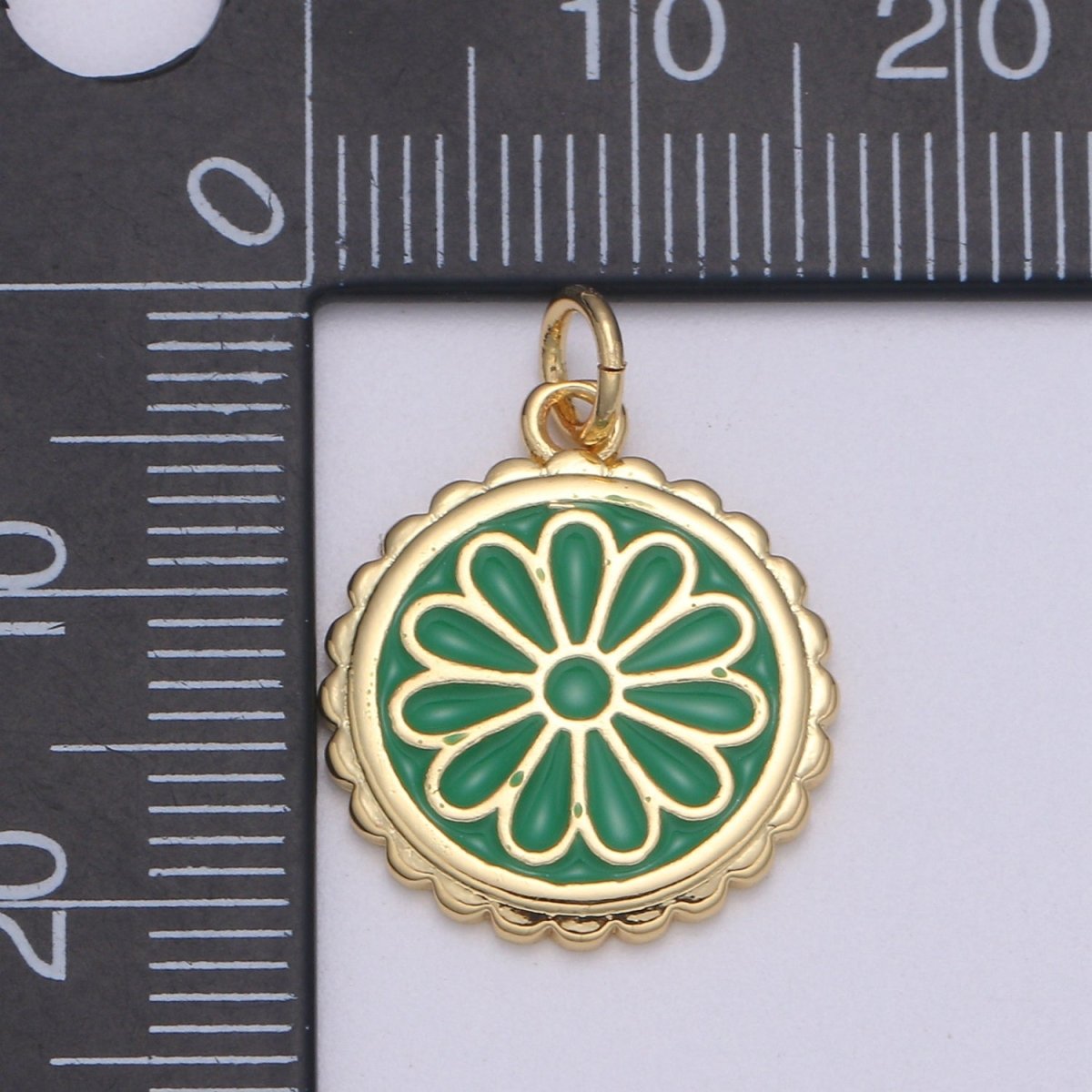 Gold Filled Flower Coin Charm  E-256-E-262