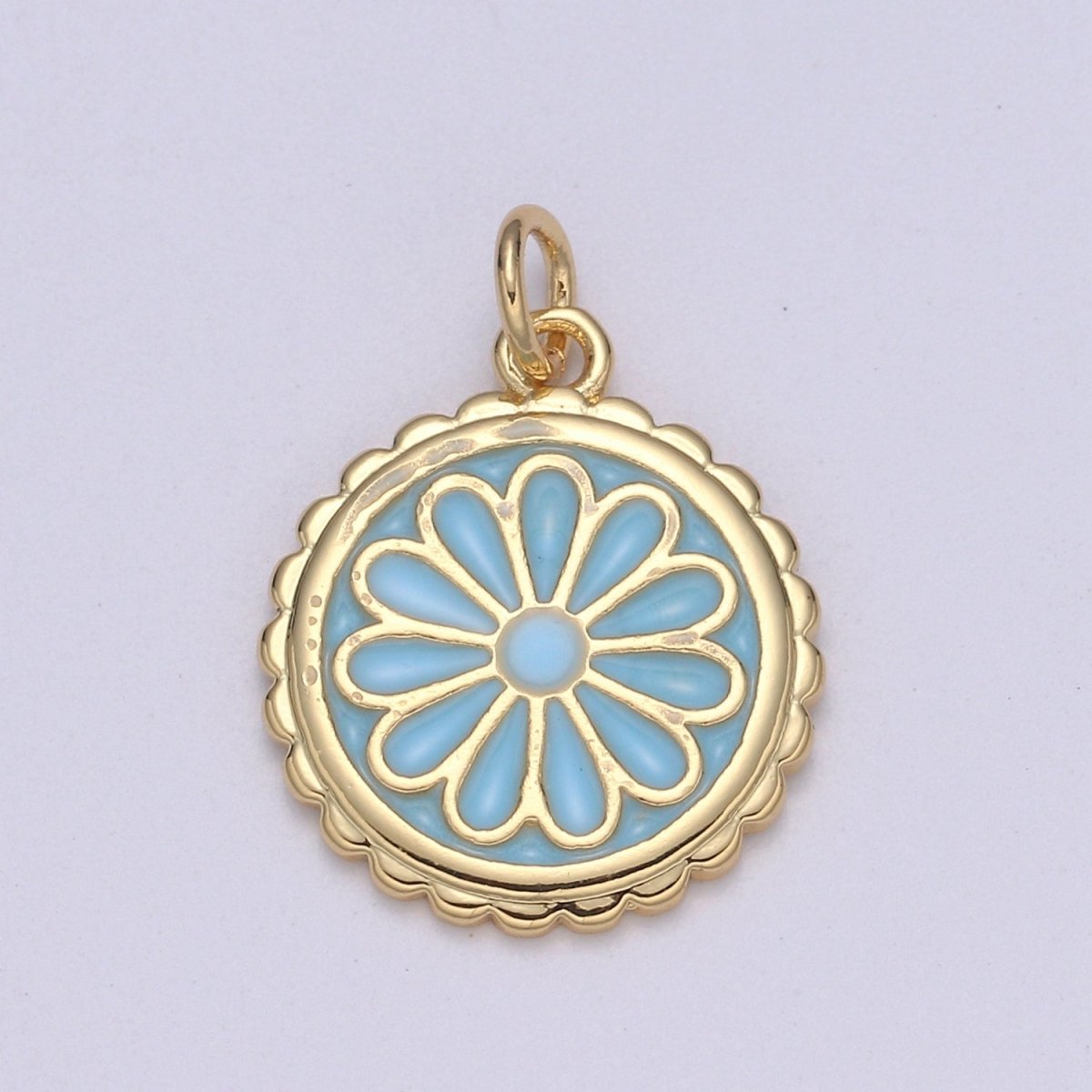 Gold Filled Flower Coin Charm  E-256-E-262