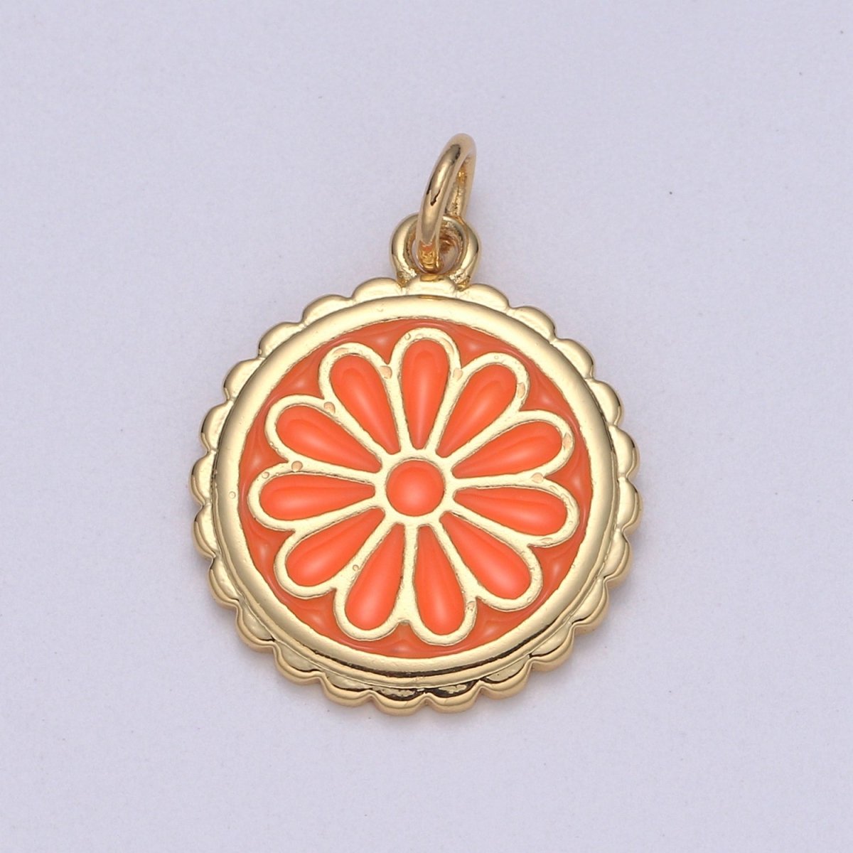 Gold Filled Flower Coin Charm  E-256-E-262