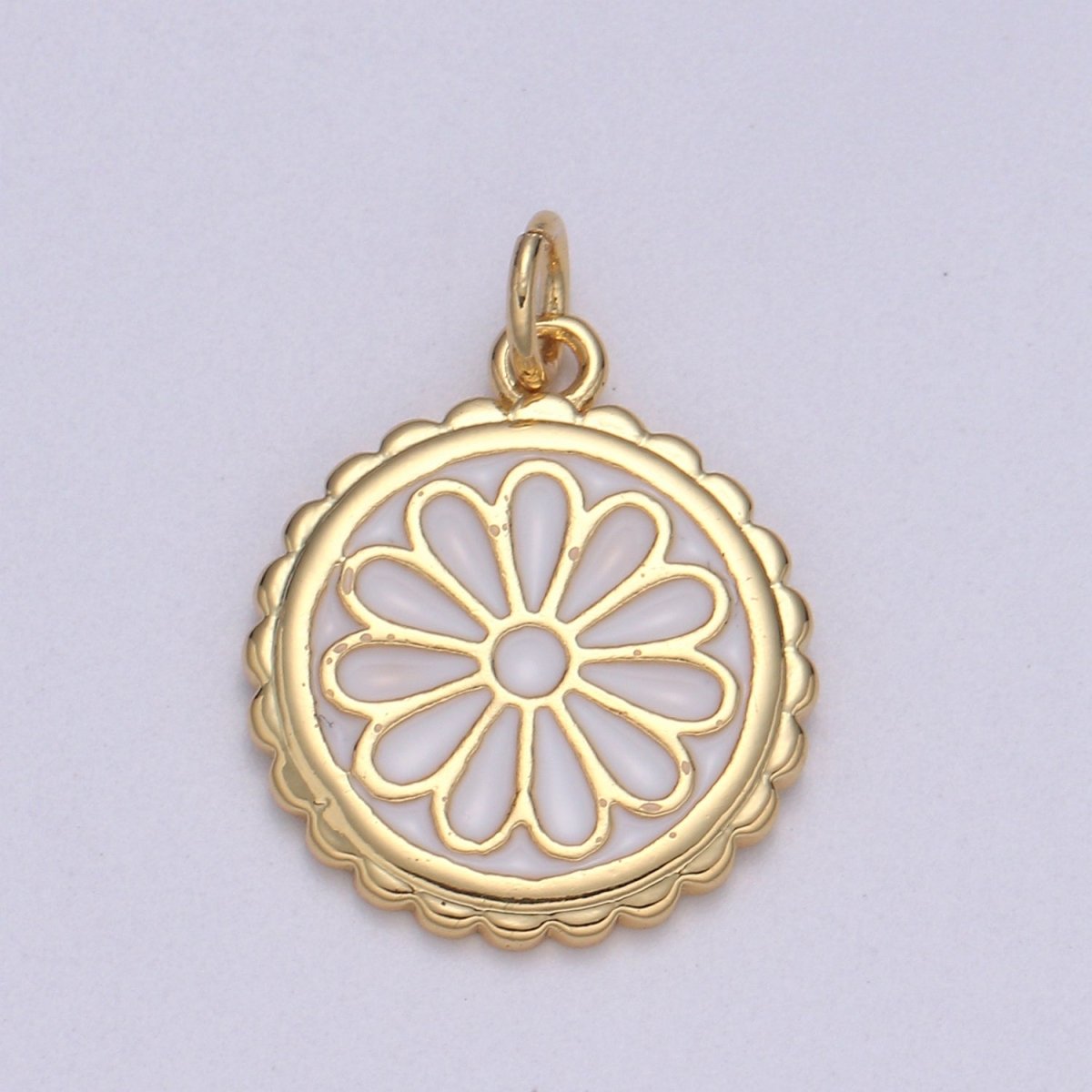 Gold Filled Flower Coin Charm  E-256-E-262