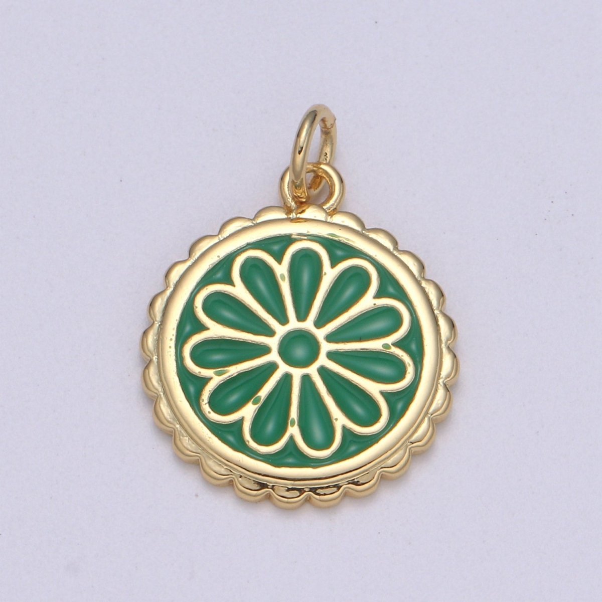 Gold Filled Flower Coin Charm  E-256-E-262