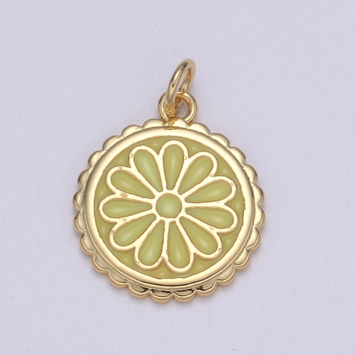 Gold Filled Flower Coin Charm  E-256-E-262