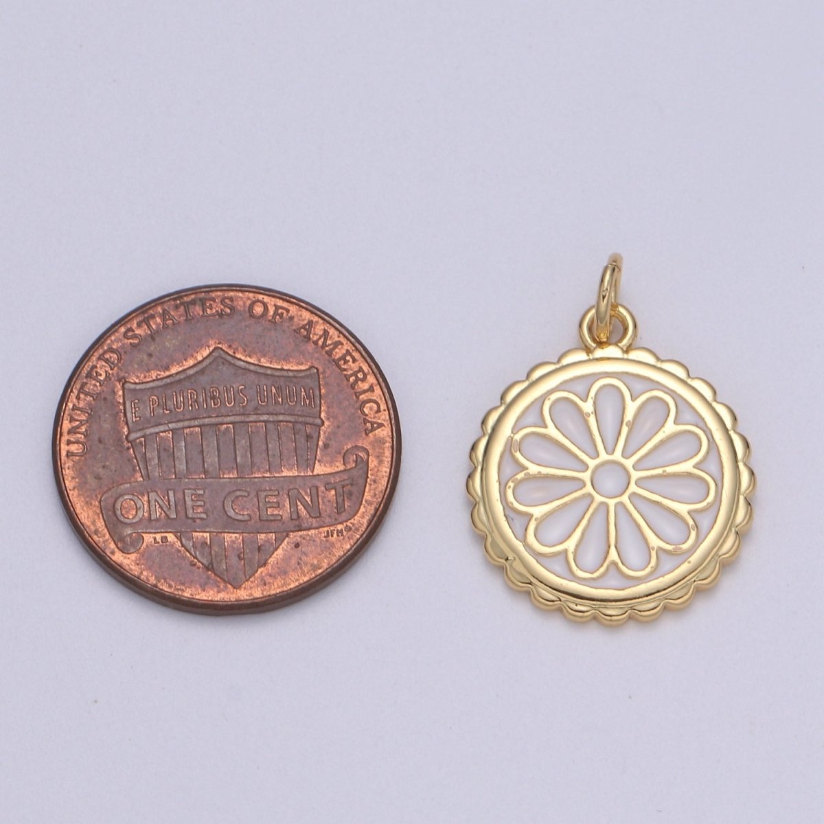 Gold Filled Flower Coin Charm  E-256-E-262